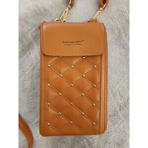 MONTANA WEST Crossbody Wallet Phone Case Purse Brown Leather RFID Blocking